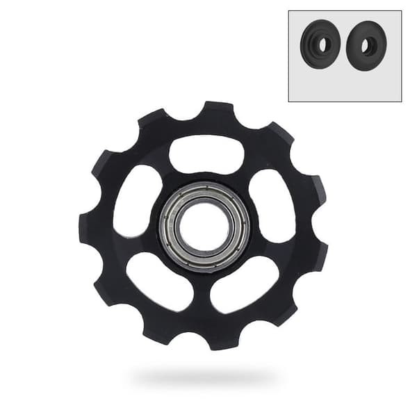 Alu-legering cykelleje jockey hjul styrehjul Sort