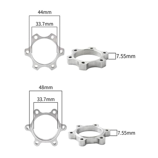 Cykel frihjulsgängad navskiva 6 bultar aluminiumlegering