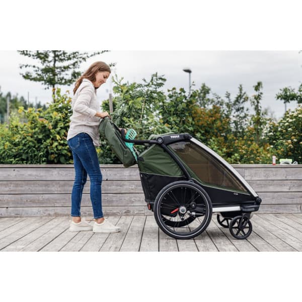 Thule Chariot Cab 2 -lastenkuljetuskärry, vihreä