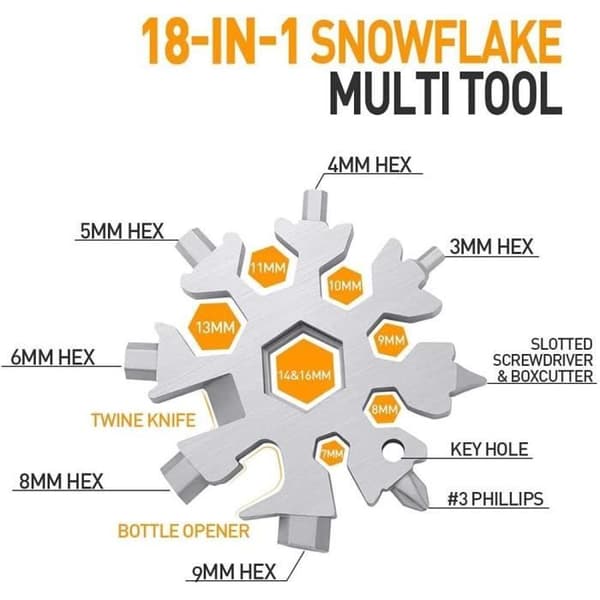 MAVURA Multitool »MAVURATools Snowflake 18in1 Multi Tool Multitool Snowflakes Rostfritt stål Multi-Tool Gadget c