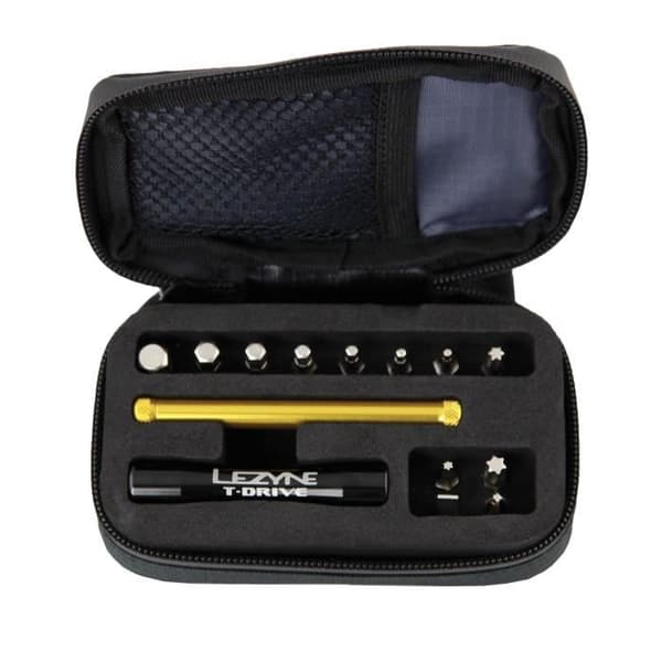 Lezyne T-Drive, cykelverktygssats, svart, guld, insexnyckel, torxnyckel, T10,T25,T30, 2,2,5,3,5,6,8 mm, 153g