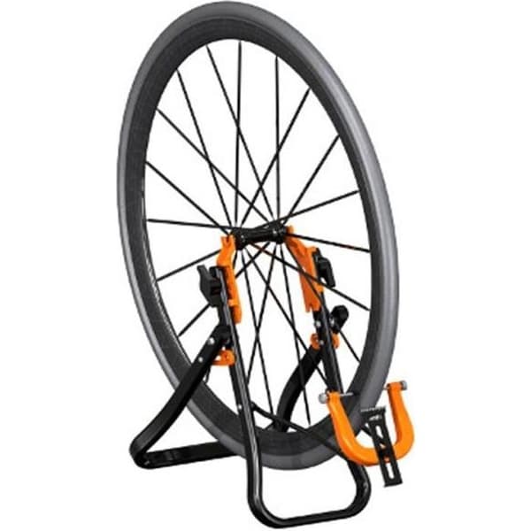 Centreringsfot för cykelhjul - Super B - TB-PF25 - Kompatibel 16 till 29 tum - Svart och orange