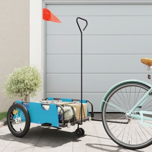 Cykelvagn blå oxfordtyg och järn