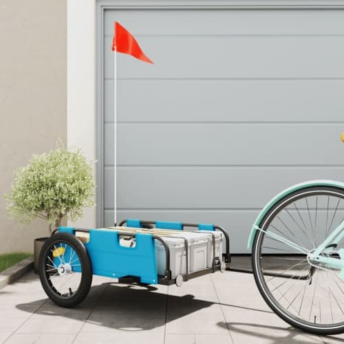 Cykelvagn blå oxfordtyg och järn