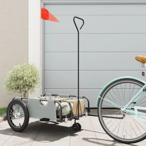 Cykelvagn grå oxfordtyg och järn