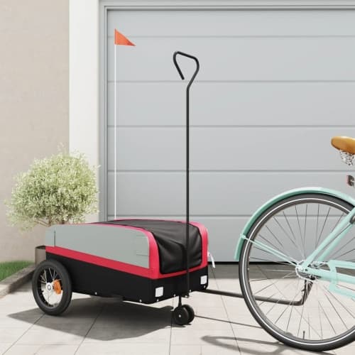 Cykelvagn svart och röd 30 kg järn