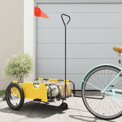 Cykelvagn gul oxfordtyg och järn