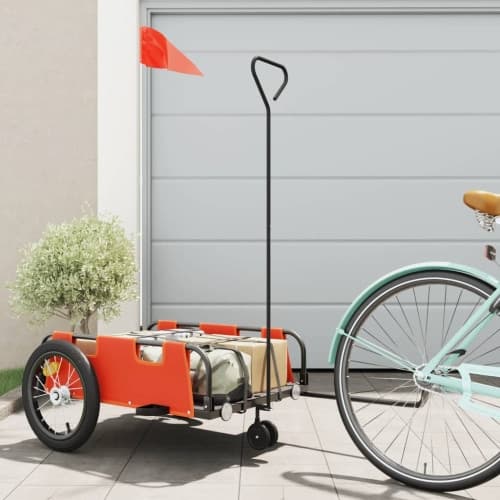 Cykelvagn orange oxfordtyg och järn