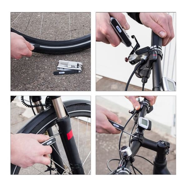Relaxdays Bike Repair Kit Multi-Tool 14 Skiftnyckel Vikficka Bike H x B x D: 2,5 x 9 x 4,5 cm, Svart