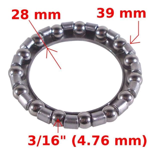 Styrlager - BMX - 15 kulor - 39 mm utvändigt - 28 mm invändigt - 3/16" kulor