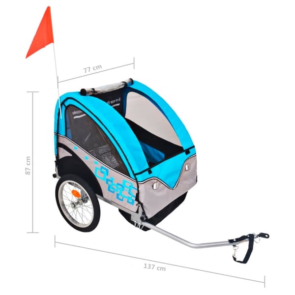 vidaXL cykelanhænger 30 kg grå og blå
