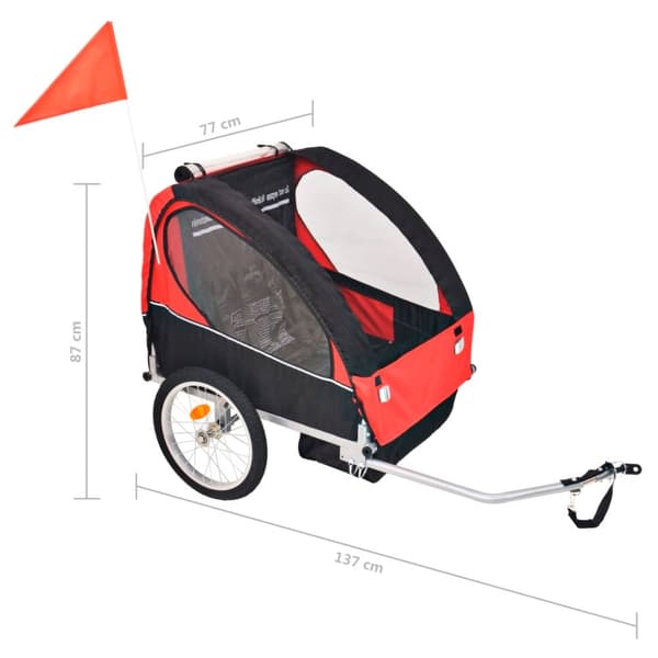 vidaXL Polkupyörän peräkärry punainen ja musta 30 kg