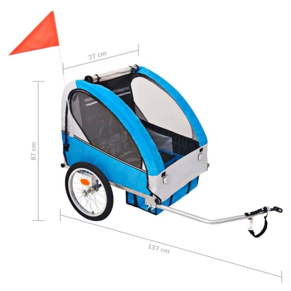 vidaXL cykelanhænger 30 kg grå og blå