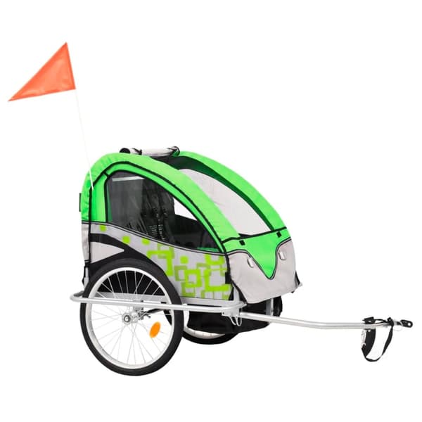 vidaXL Cykelvagn och barnvagn 2-i-1 grön och grå
