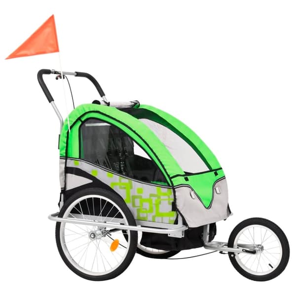 vidaXL Cykelvagn och barnvagn 2-i-1 grön och grå