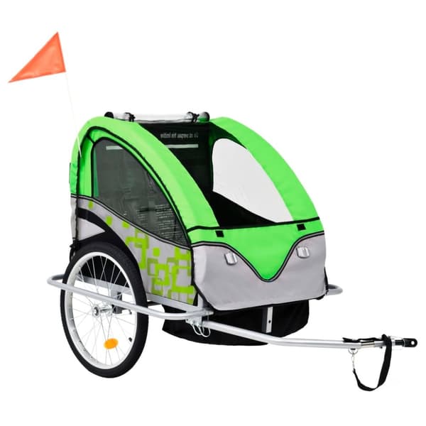 vidaXL Cykelvagn och barnvagn 2-i-1 grön och grå