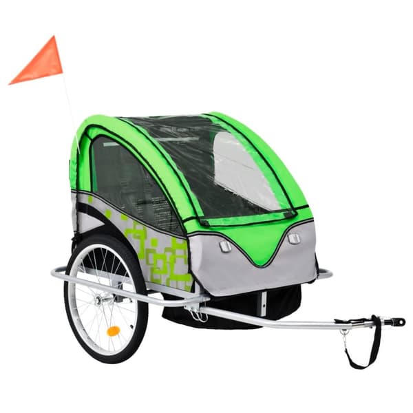 vidaXL Cykelvagn och barnvagn 2-i-1 grön och grå