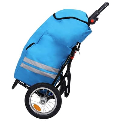 Hopfällbar cykelvagn med väska blå och svart