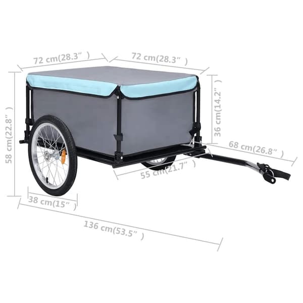 vidaXL cykelvogn 65 kg sort og blå