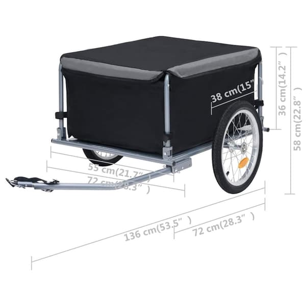 vidaXL cykelvogn 65 kg sort og grå