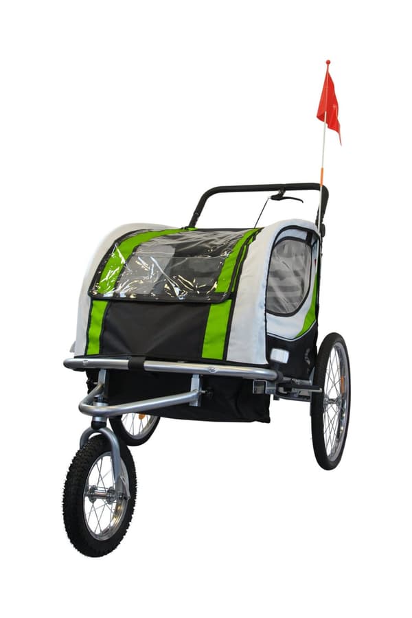 Cykelvagn barn - buggy - 2-sits - med stötdämpare - kalk