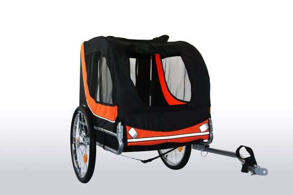 Cykelvagn hundvagn hopfällbar för husdjur upp till 40 kg orange svart