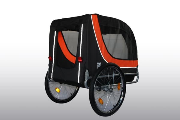 Cykelvagn hundvagn hopfällbar för husdjur upp till 40 kg orange svart