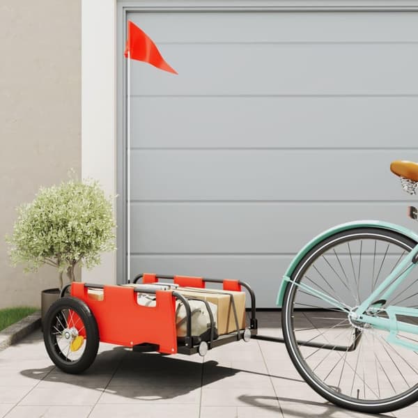 vidaXL Cykelvagn orange oxfordtyg och järn
