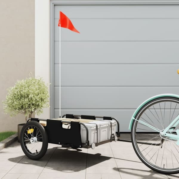 vidaXL Cykelvagn svart oxfordtyg och järn