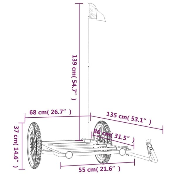 vidaXL Cykelvagn svart 135x68x37 cm järn