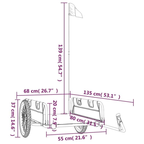 vidaXL cykeltrailer oxfordstof og jern sort