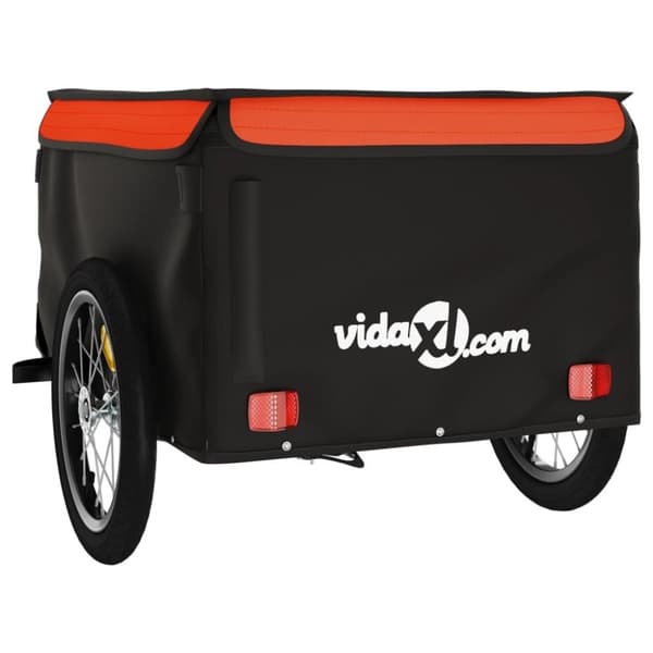 vidaXL Sykkelvogn svart og oransje 45 kg jern