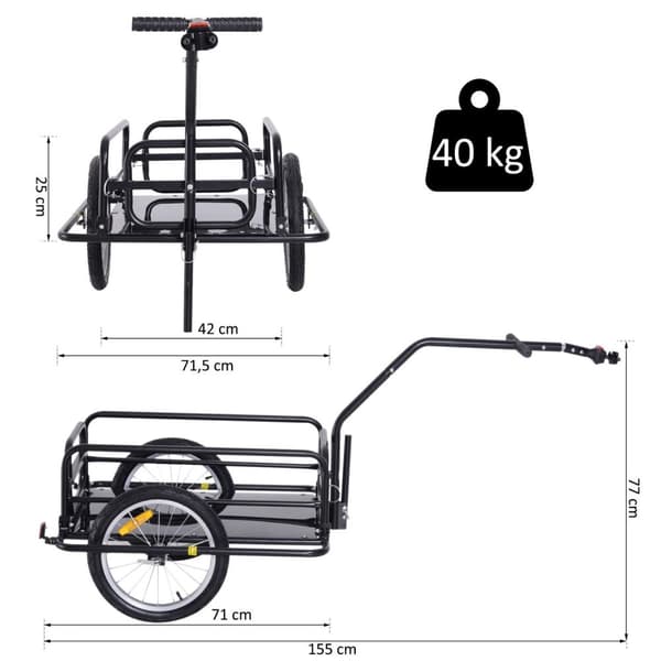 Rootz Cykelvagn - Svart - Stål, Gummi - 61,02 cm x 28,15 cm x 30,31 cm
