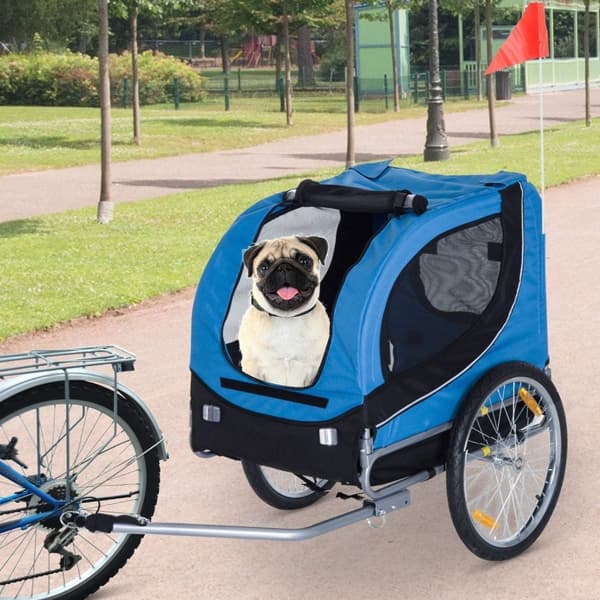 Rootz cykelanhænger hundeholder - blå, sort - Oxford, stål, rør - 51,18 cm x 28,74 cm x 35,43 cm
