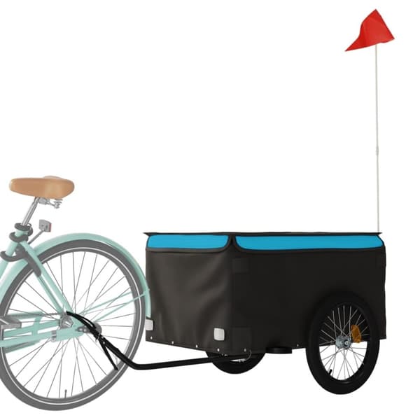 vidaXL Cykelvagn svart och blå 45 kg järn