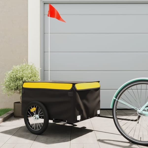 vidaXL cykelanhænger 45 kg jern sort og gul