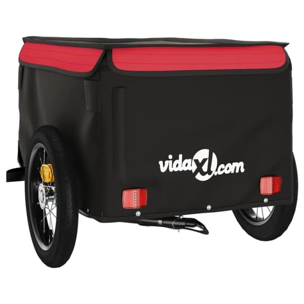 vidaXL Sykkelvogn svart og rød 30 kg jern