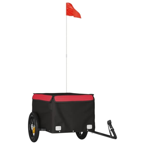 vidaXL Sykkelvogn svart og rød 30 kg jern