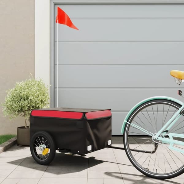 vidaXL cykelanhænger 30 kg jern sort og rød