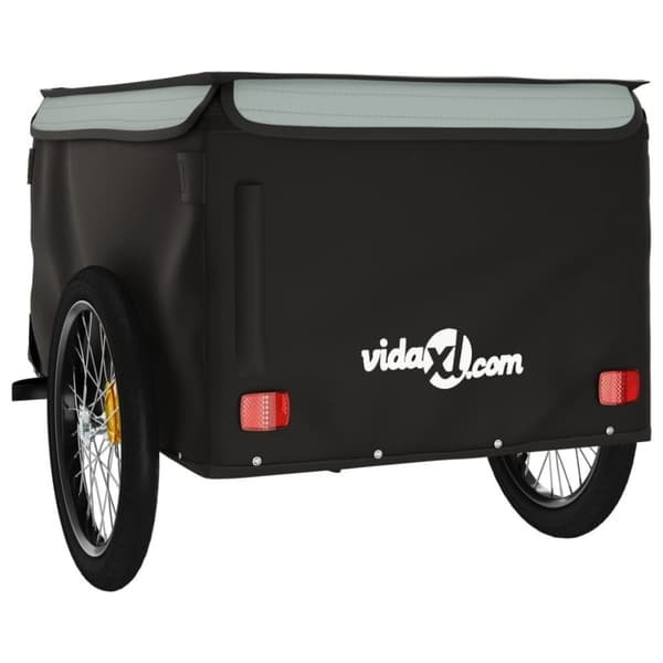 vidaXL Sykkelvogn svart og grå 45 kg jern