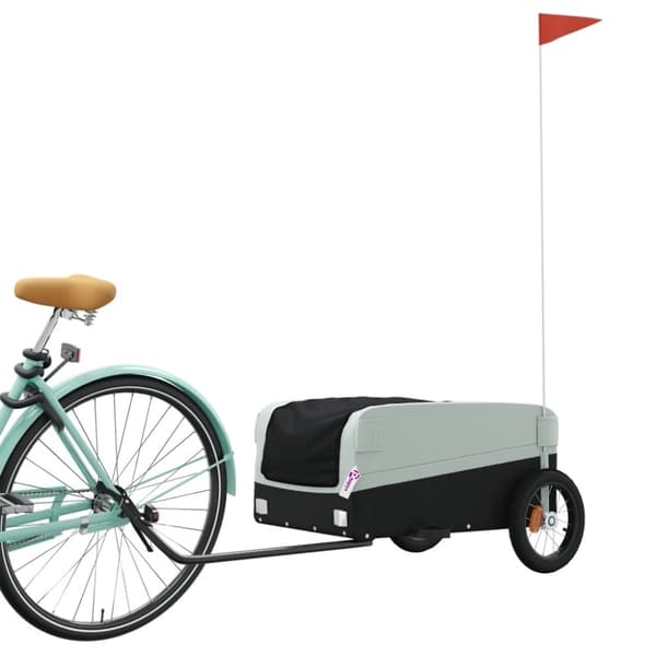 vidaXL Sykkelvogn svart og grå 30 kg jern