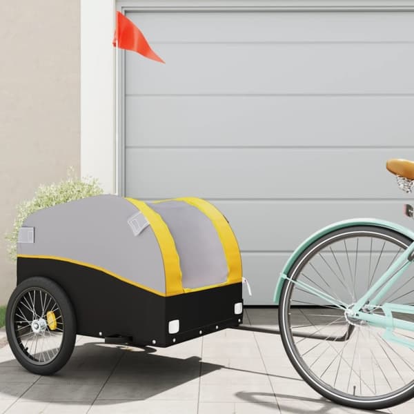 vidaXL Cykelvagn svart och gul 45 kg järn