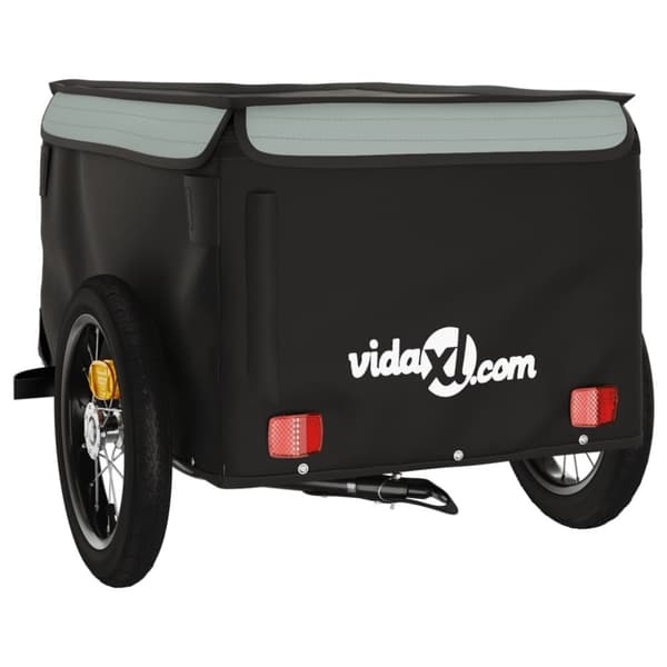 vidaXL cykelanhænger 30 kg jern sort og grå