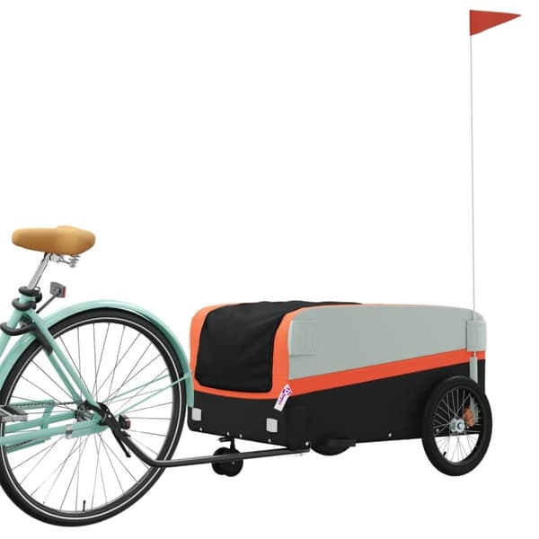 vidaXL Cykelvagn svart och orange 45 kg järn
