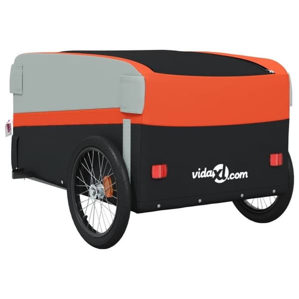 vidaXL Cykelvagn svart och orange 45 kg järn
