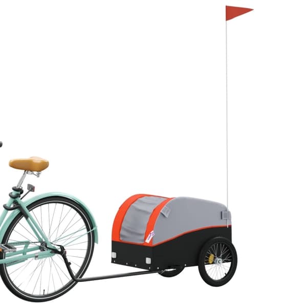 vidaXL cykelanhænger 30 kg jern sort og orange