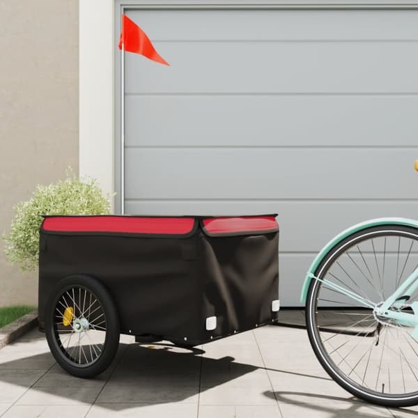 cykelanhænger 45 kg jern sort og rød