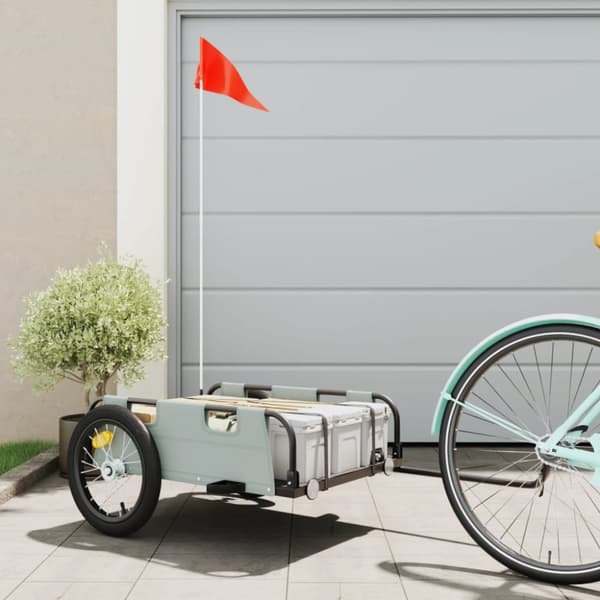 cykeltrailer oxfordstof og jern grå
