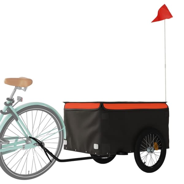 cykelanhænger 45 kg jern sort og orange