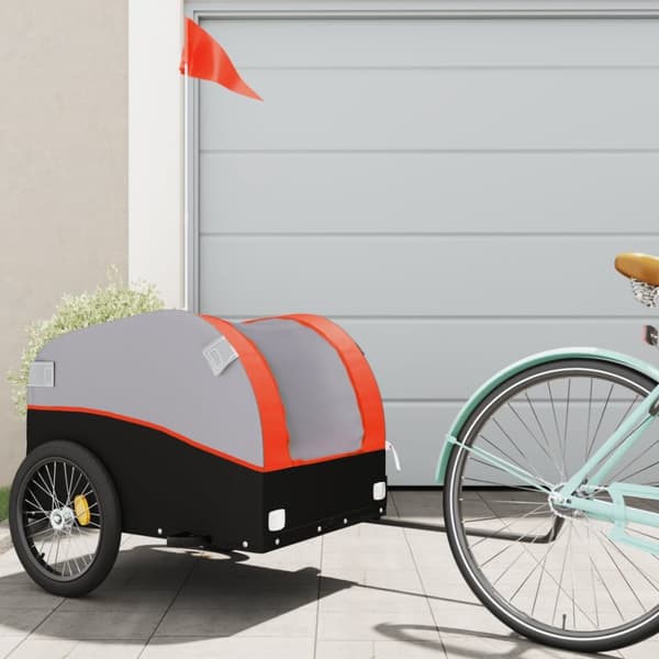 cykelanhænger 45 kg jern sort og orange